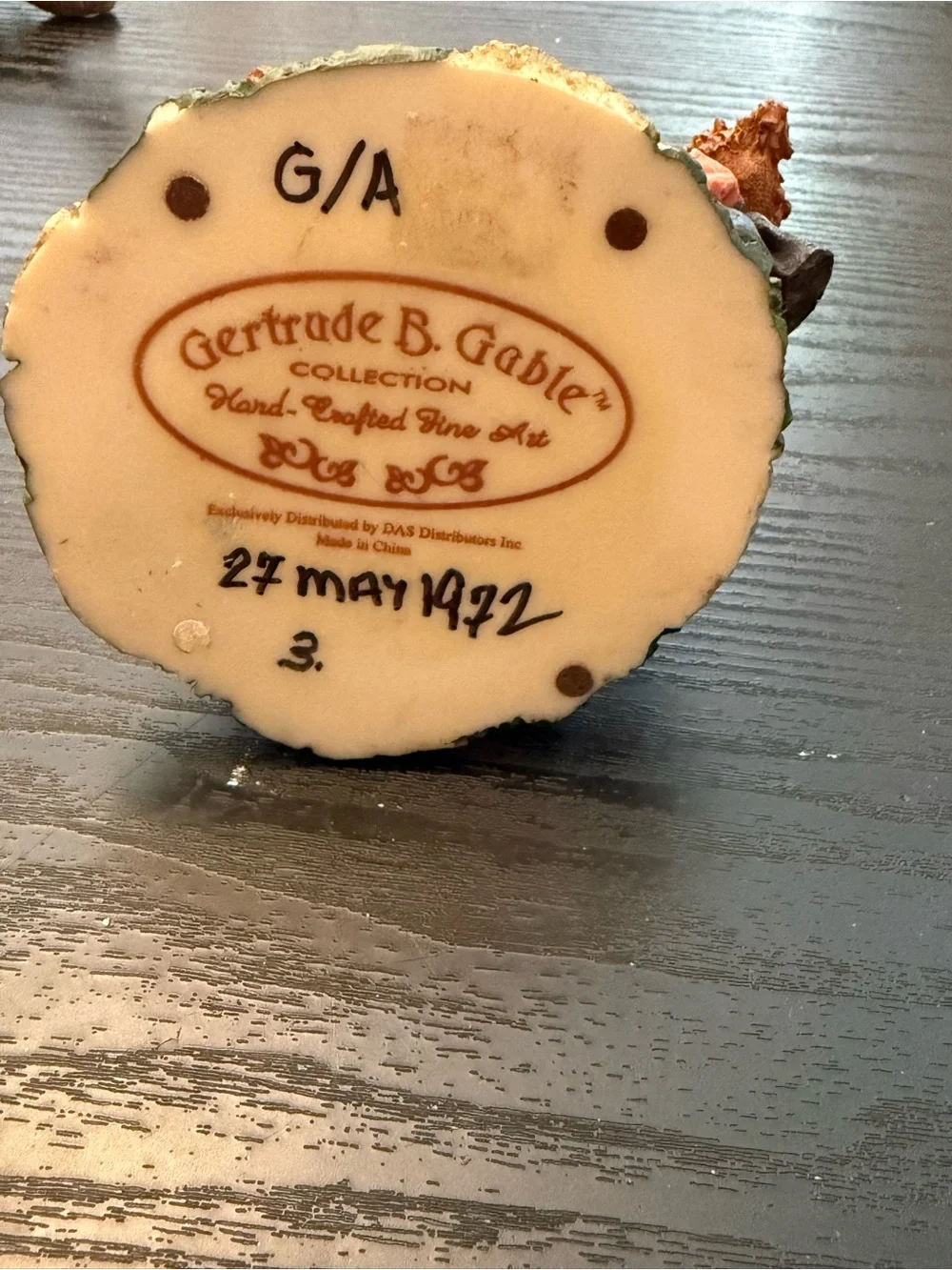 Gertrude B. Gable Handcrafted Resin Bear Figurine Well Scene 1992 6in